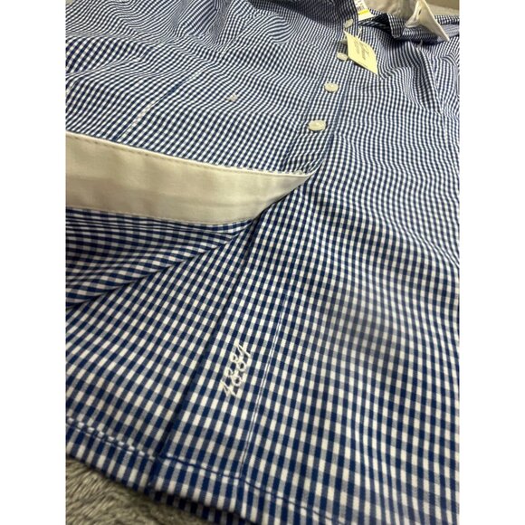 Van Heusen Shirt Men Large Blue Gingham Check Fitted Long Sleeve Button Down Top - Picture 5 of 11